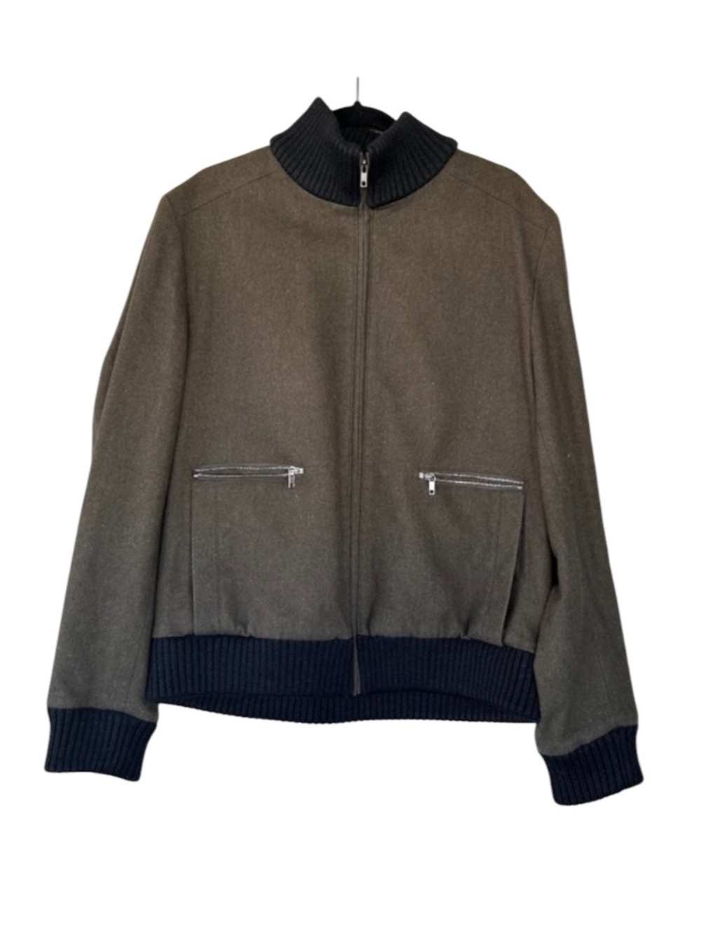 Hugo Men's Green Bomber Jacket Cashmere Wool Zip up Size XL - Picture 2 of 11